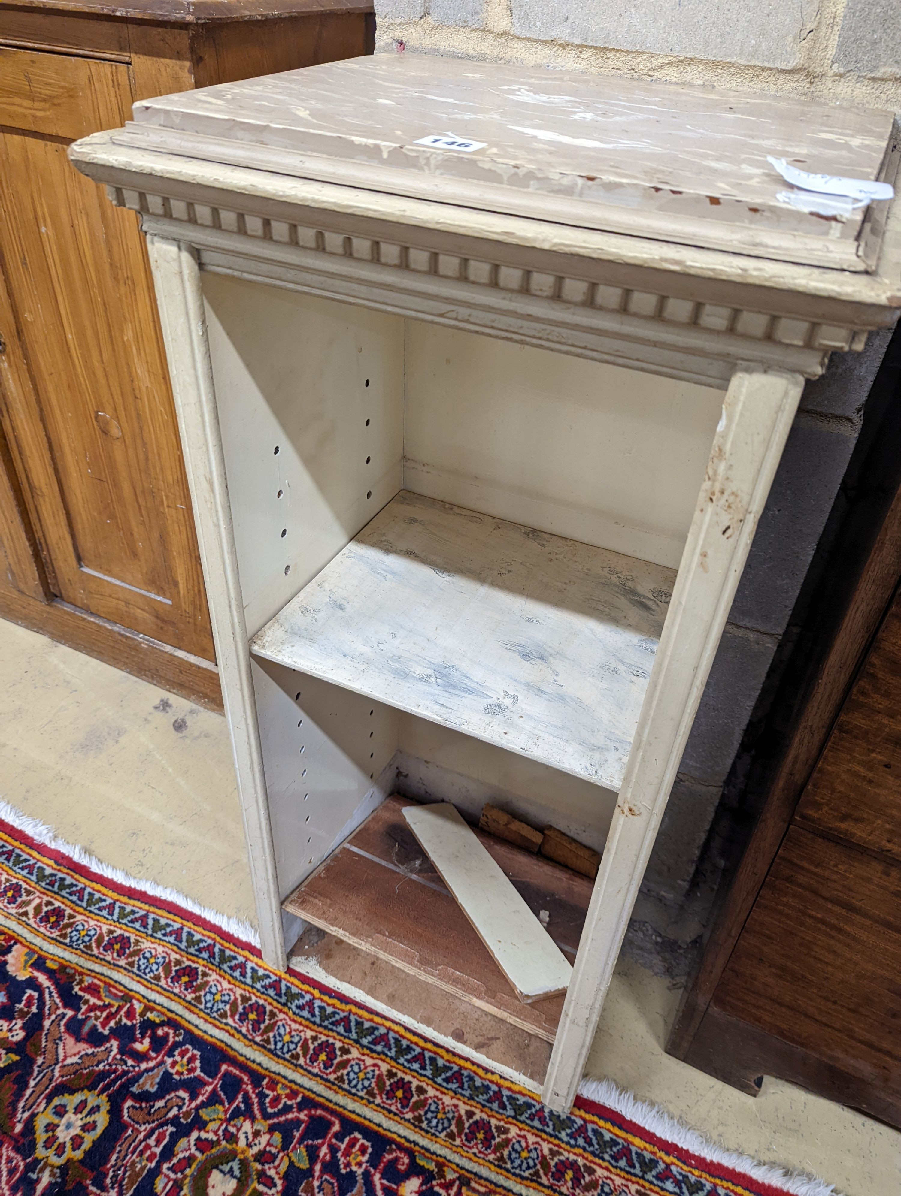 A faux marble topped painted two-tier cabinet, width 43cm, depth 32cm, height 88cm